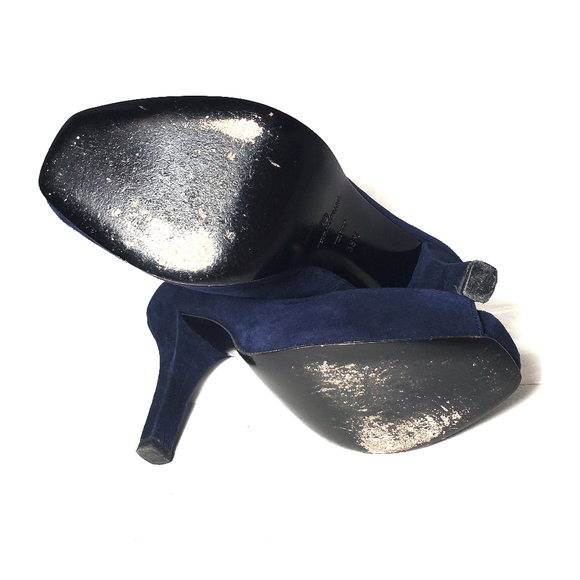 Jaime Mascaro Peep Toe Blue Suede Pump - Picture 10 of 10